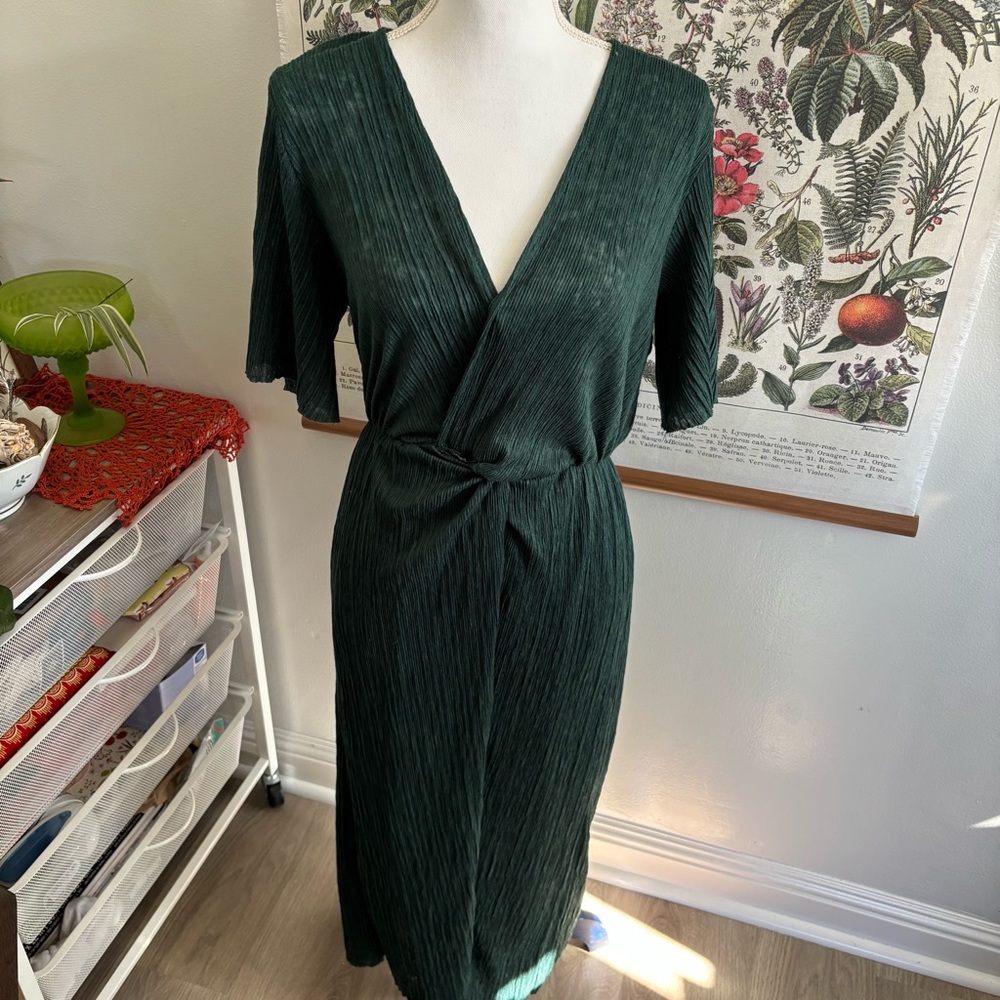 All in Favor Deep Green Midi Dress XS